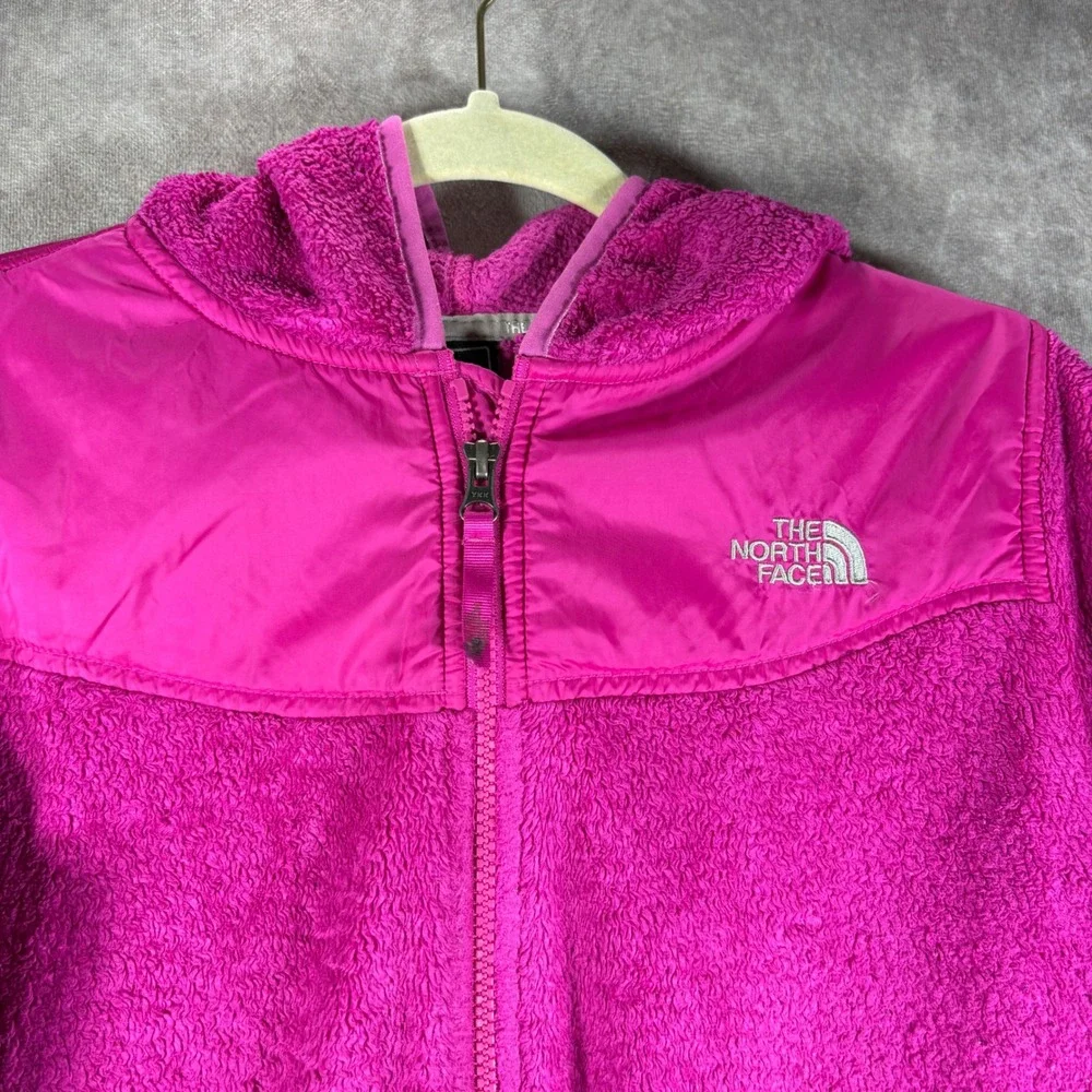 The North‎ Face Fleece Jacket Girls Size Large Pink Oso Hoodie Full Zip Hooded